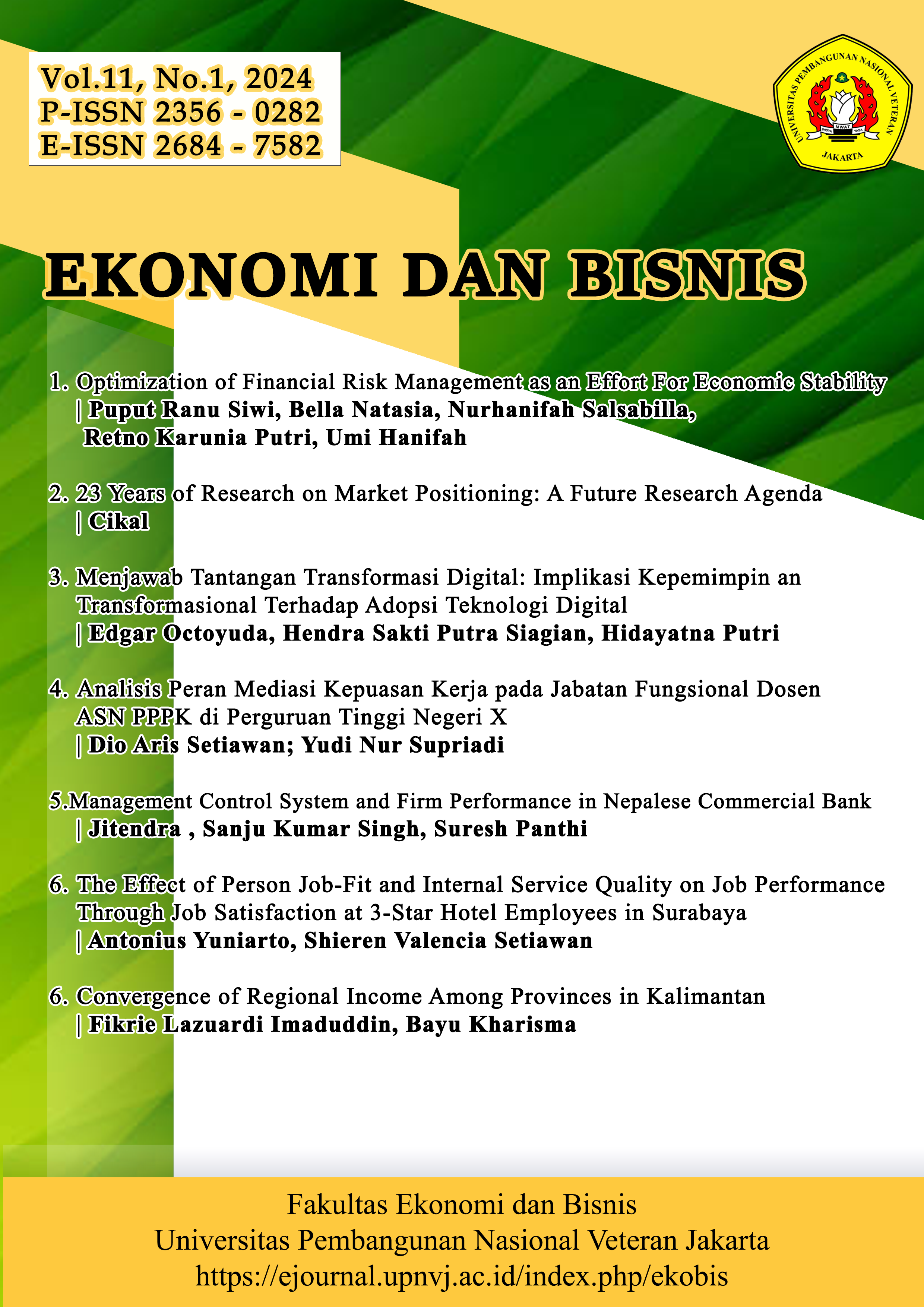 					View Vol. 11 No. 1 (2024): EKONOMI DAN BISNIS
				