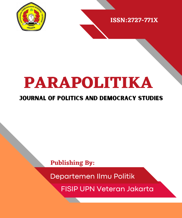 					Lihat Vol 4 No 1 (2023): PARAPOLITIKA: Journal of Politics and Democracy Studies
				