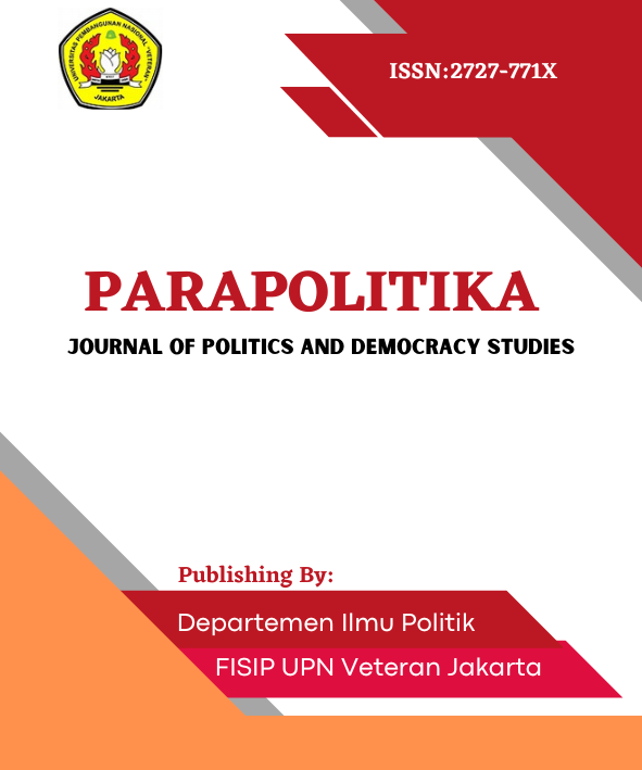 					View Vol. 5 No. 2 (2024): PARAPOLITIKA: Journal of Politics and Democracy Studies
				